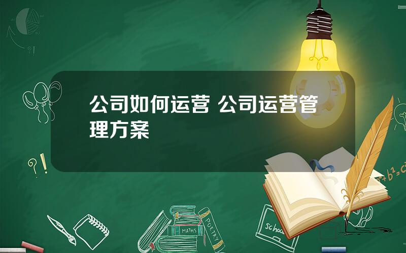 公司如何运营 公司运营管理方案